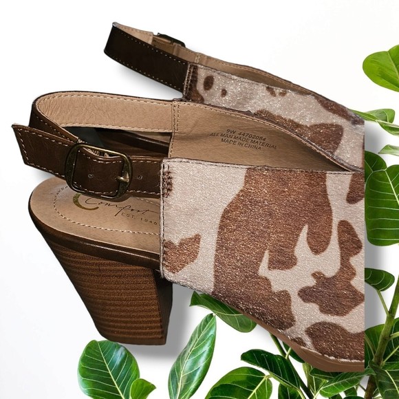 Cato Comfort 1946 Cow Print FaLux Hide Hair Closed Toe Heel Sling Back Shoe Sz 9 - Picture 10 of 14